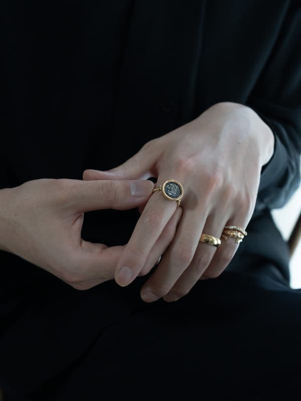 PLINTH Coin Ring - Lion, Interval Diamond Ring, Column Diamond Ring, and Span Diamond Ring