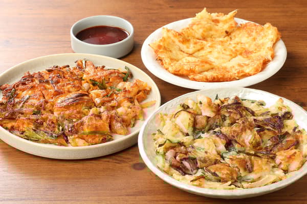 Pajeon (savory pancakes) – from ¥680