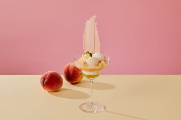 White peach parfait at THE OSAKA STATION HOTEL afternoon tea