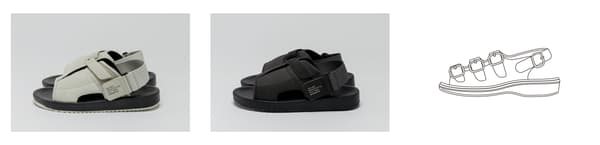 左：ET051 HABIL IVORY/BLACK，中：ET051 HABIL CHARCOAL/BLACK，右：Roots 型号 “OMOIYARI 301”