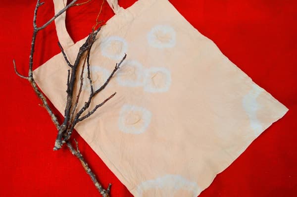 使用花园的树枝进行深红色梅花的植物染色（*样品艺术品）