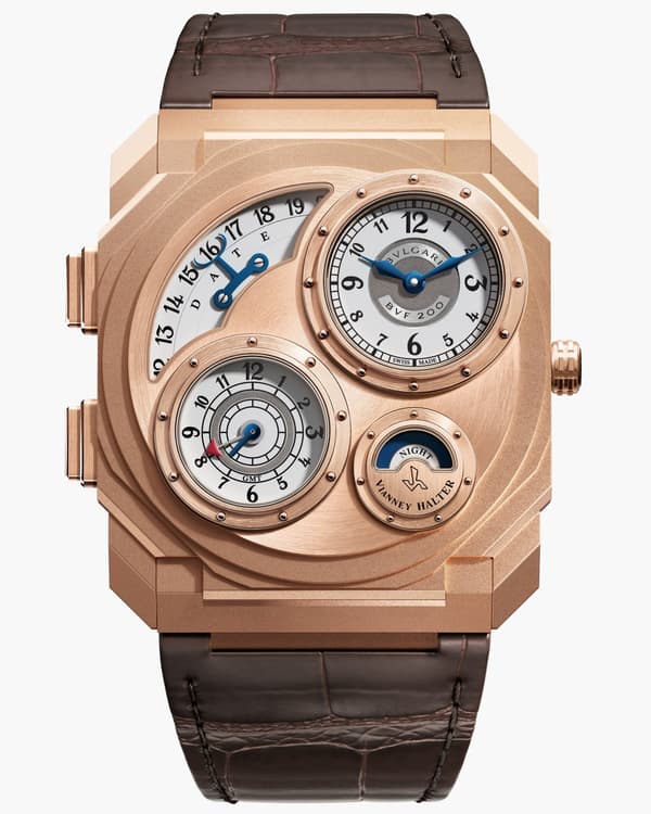 Octo Finissimo Dual Time x Vianney Halter, emas merah muda