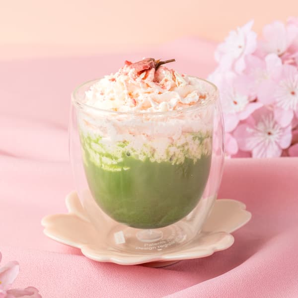 Matcha Latte with Sakura Whipped Cream