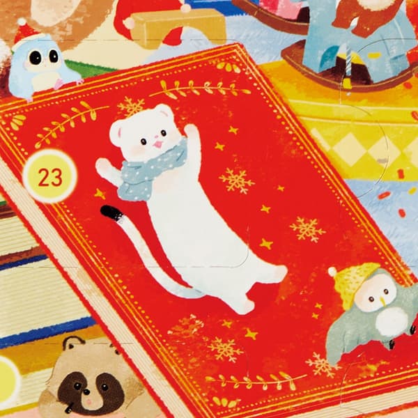 Una escena de la ilustración con un libro de cuentos grande utilizado como tobogán