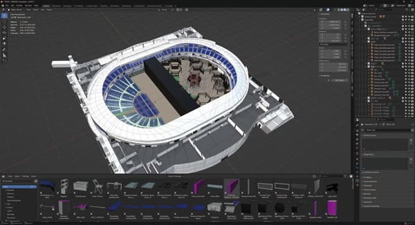 A model of Yokohama Arena built in Blender