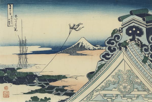 葛饰北斋作品《富岳三十六景:东都浅草本愿寺》,由墨田北斋美术馆提供