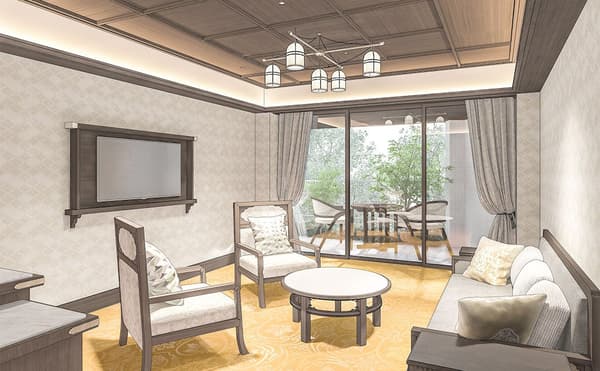 西翼尊贵露台双床房（63.1平方米）——艺术家印象图