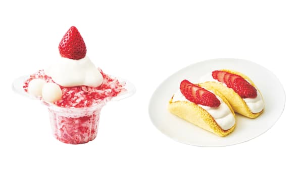 Frozen Strawberry Shaved Ice and Strawberry Soufflé Omelette
