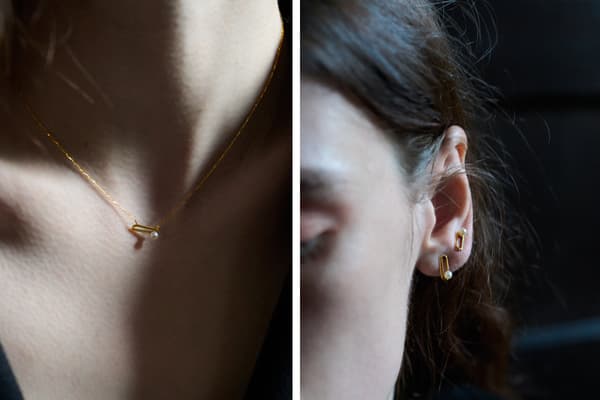 K18 etern element pearl necklace and K18 etern element pearl pierce