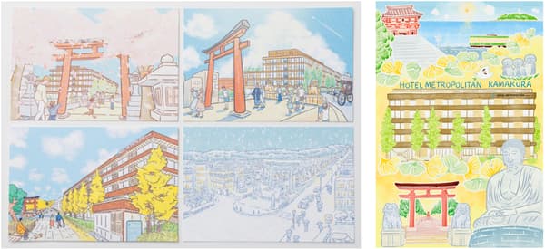 Koleksi kartu pos lima kartu karya ilustrator Horiharu