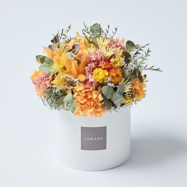 干花礼盒摆件 L — 橙色/黄色