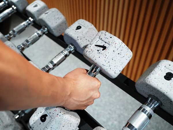 Nike Strength training equipment on display