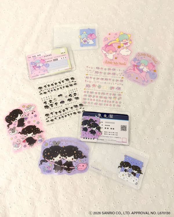 Face-hiding student ID case, clear sticker, and nail parts sticker