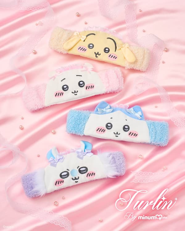Four Chiikawa-design hair bands with frills and ribbons