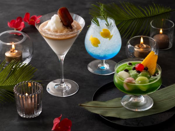 Summer seasonal cocktails: Frozen Affogato, Summer Ripple, and 翠庭 (left to right)