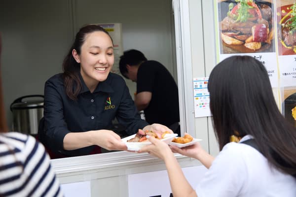 Visitors enjoying festival food