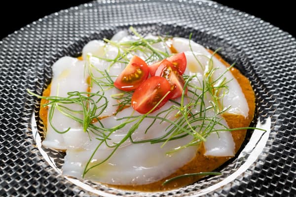 Cuttlefish Carpaccio with Sun-Dried Tomato Vinaigrette