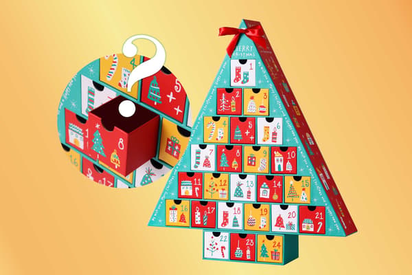 Advent calendar shaped like a Christmas tree