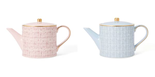 Tweed Teapot in pink and light blue
