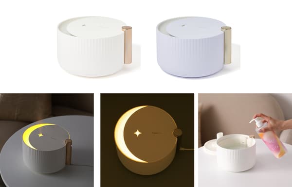 Luna humidifier lit in a moon shape