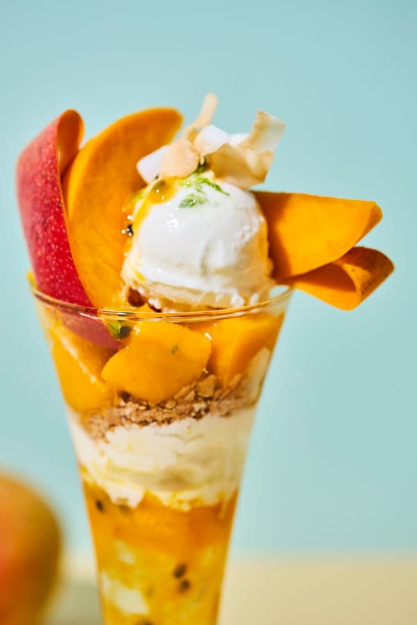 Tropical Veil Parfait with mango and passion fruit