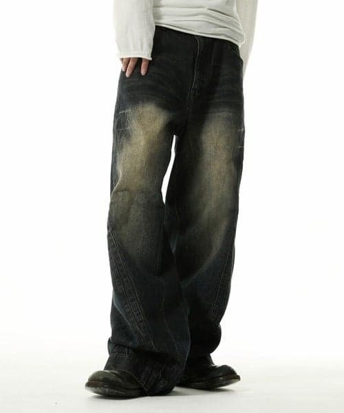 Three-Dimensional Slub Denim Pants