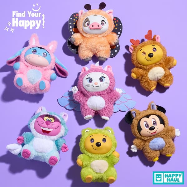 Into the Woods plush keychains of Disney characters dressed as forest animals and other creatures