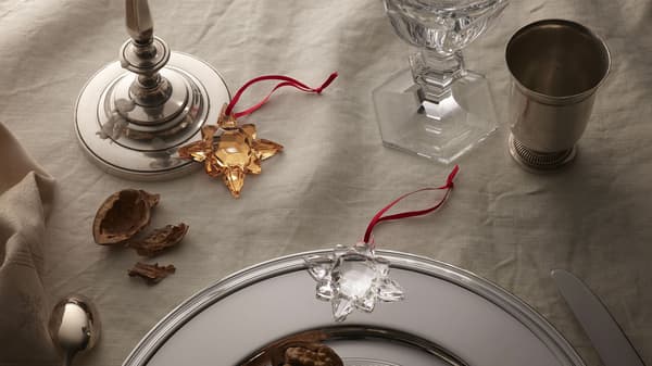 Ornamen Natal Octogone warna bening dan emas