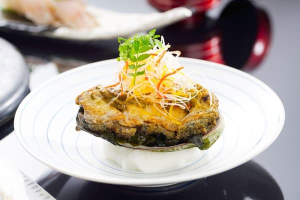 Steamed abalone with liver miso butter sauce
