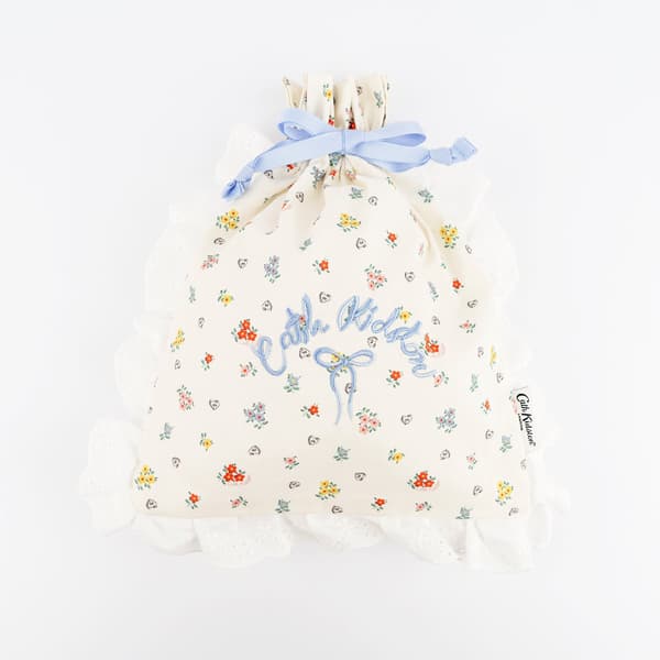 Cotton Lace Drawstring Pouch Ivory