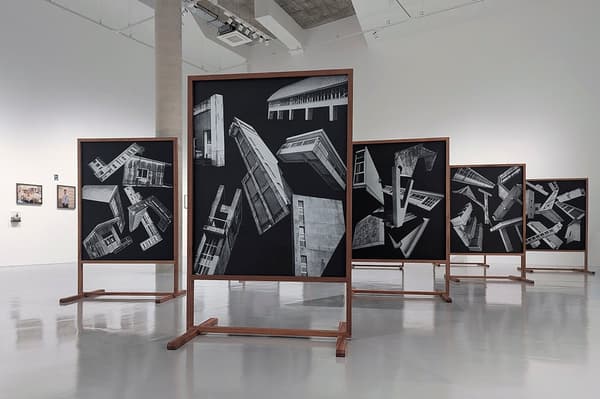 Sayuri Ichida, from the series *Kūseki*, 2025, silkscreen print on chalkboard, collection of the artist. Installation view: 