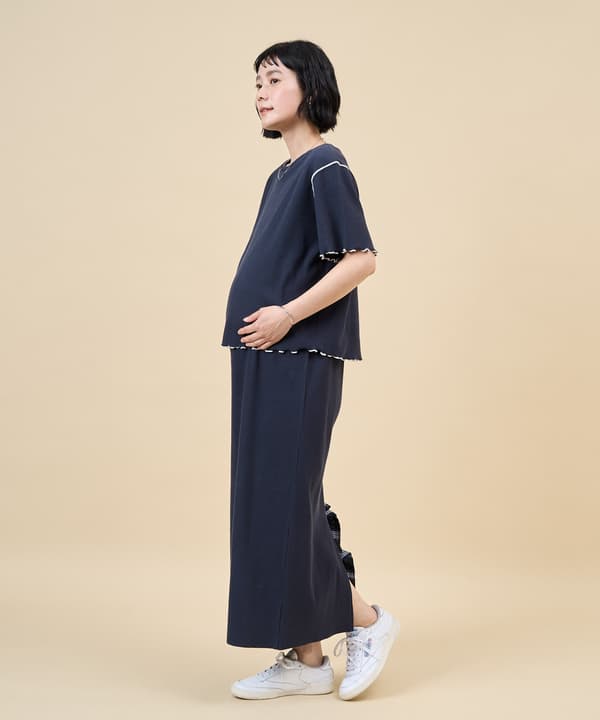 Maternity Mellow Short-Sleeve Dress in Navy
