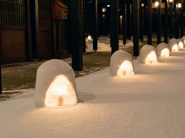 Lampion salju kamakura yang bersinar