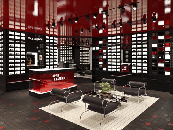 店內裝潢,設有LED裝置和眼鏡展示