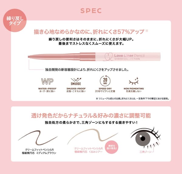 Love Liner Pencil Sheer Collection spec details