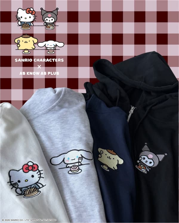 Sanrio Characters Wzip sweat hoodie with fluffy sagara embroidery