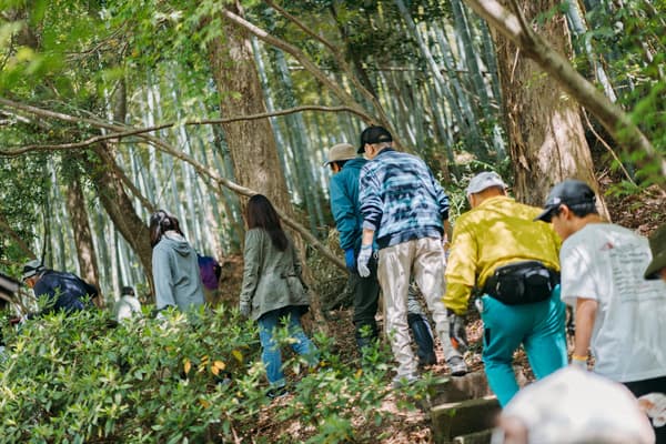 Bamboo shoot digging with parishioners