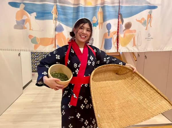 Tea sauna event costume at Ofuro Cafe Utatane