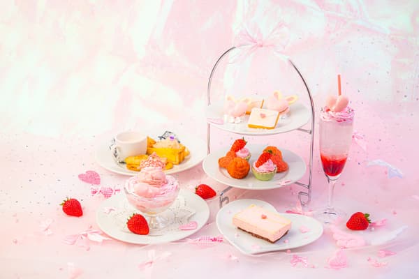 Queen of Hearts Love Letter Afternoon Tea - Strawberry Party - & Love Rabbit Heart Milk & Strawberry Princess Parfait