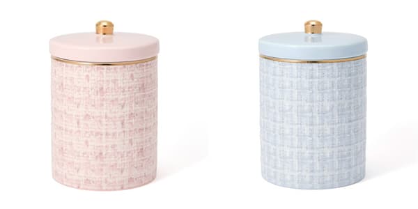 Tweed Canister in pink and light blue