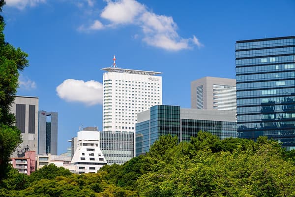 Hotel exterior view from Shinjuku Gyoen