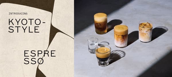 En el sentido de las agujas del reloj desde arriba a la izquierda: Espresso Tonic, Vanilla Bean Shakerato, Iced Café Latte, Cold Shaken Espresso