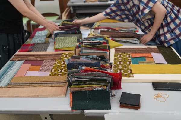 Fabric scraps used as workshop material