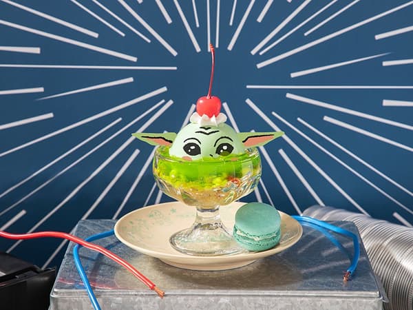 Grogu — Milk Pudding with Macaron
