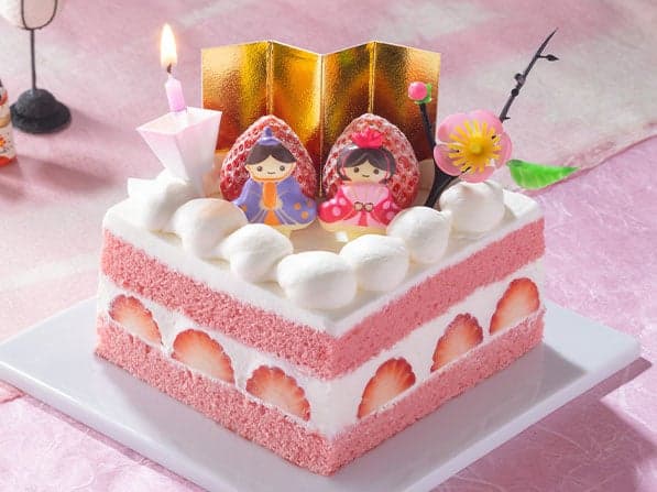 女儿节草莓装饰蛋糕 (2-3 人份)