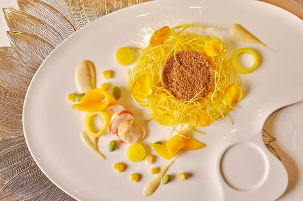 Conger Eel and Lobster Tabouleh with Beetroot and Mango — 