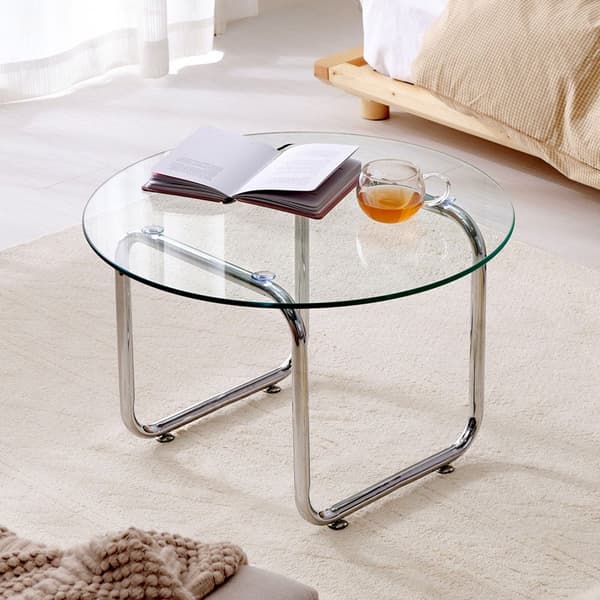 Mesa baja de cristal redonda luce