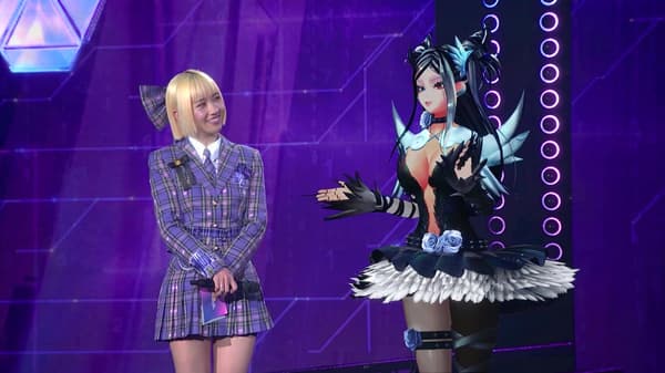 VPOP ASIA host Lulu (left) with virtual contestant Vella