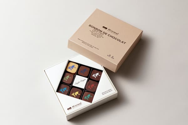 Eight bonbon chocolates arranged in a box