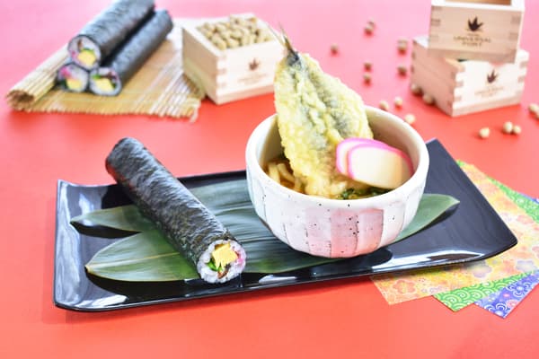 酒店原创惠方卷，配有大阪白子和菠菜